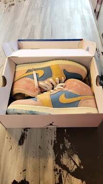 Jordan 1 Mid SS GS Zen Aegean Storm Pink Oxford Size 7Y